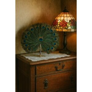 Peacock‎ Feather Fan Unique Hand Fan Decorative  Wall Art 16x11
